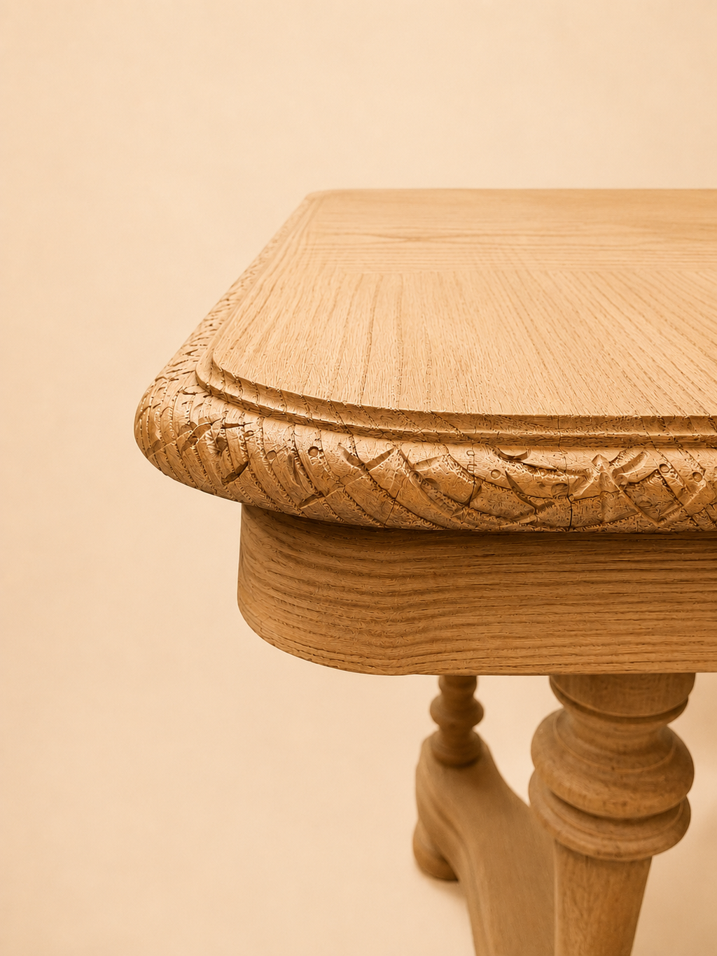 Late 19th-Century French Carved Oak Library Table