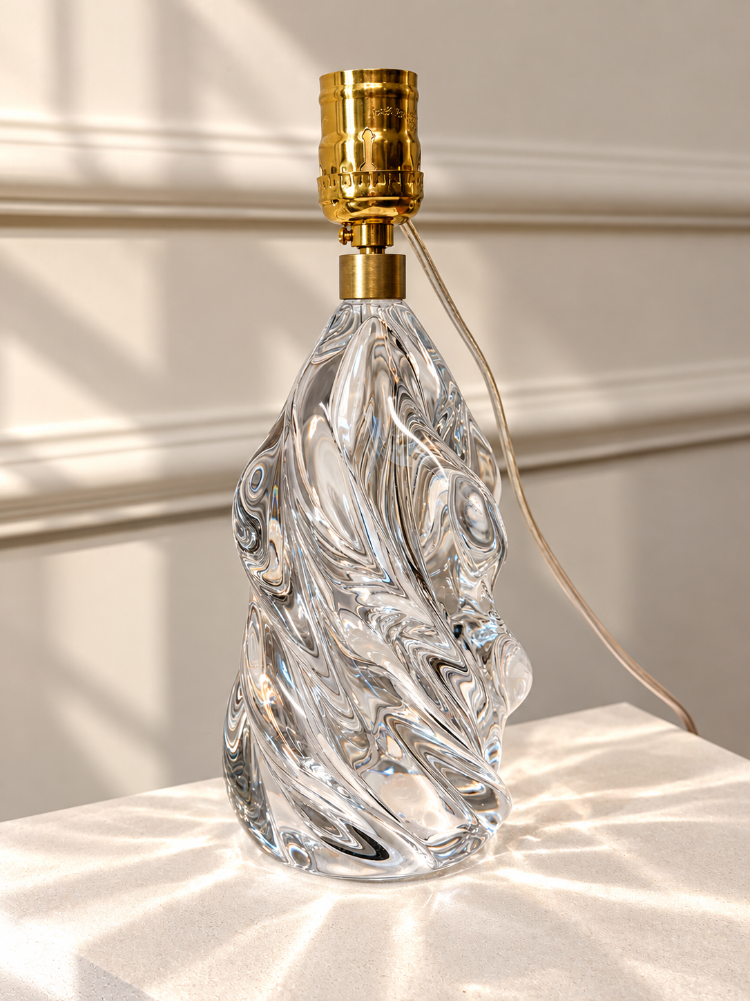 Antique French Twisted Crystal Table Lamp