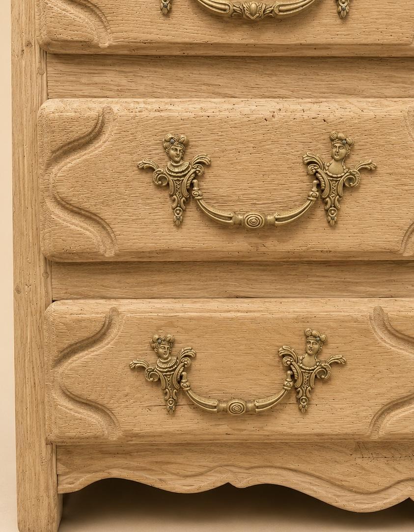 19th Century French Bleached Oak Provincial Commode | Four Drawer Chest