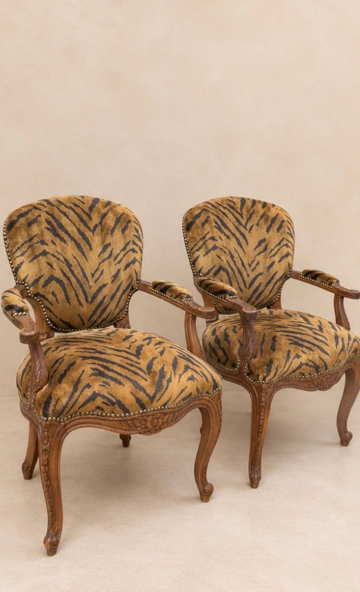 Antique French Louis XV Revival Fauteuil in Tiger Silk Velvet, Circa 1880–1910