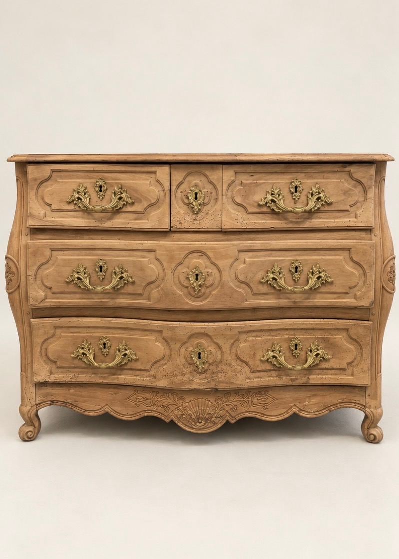 19th Century French Bleached Oak Provincial Commode | Four Drawer Chest