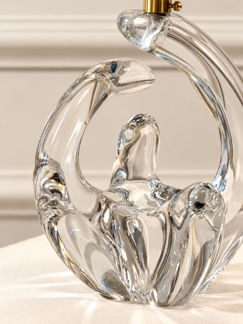 Antique French Sculptural Crystal Table Lamp