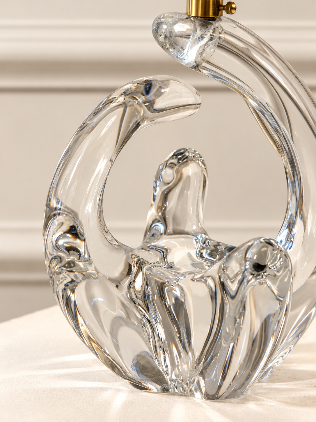 Antique French Sculptural Crystal Table Lamp