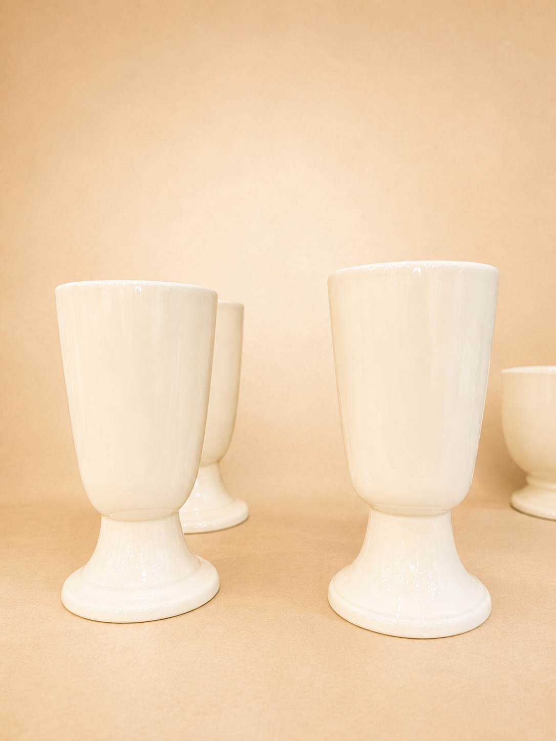 Vintage French Ironstone Mini Pedestal Vases
