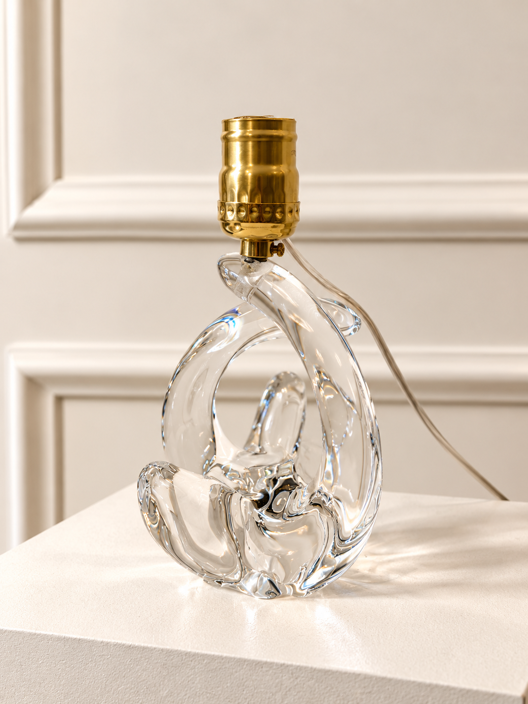 Antique French Sculptural Crystal Table Lamp