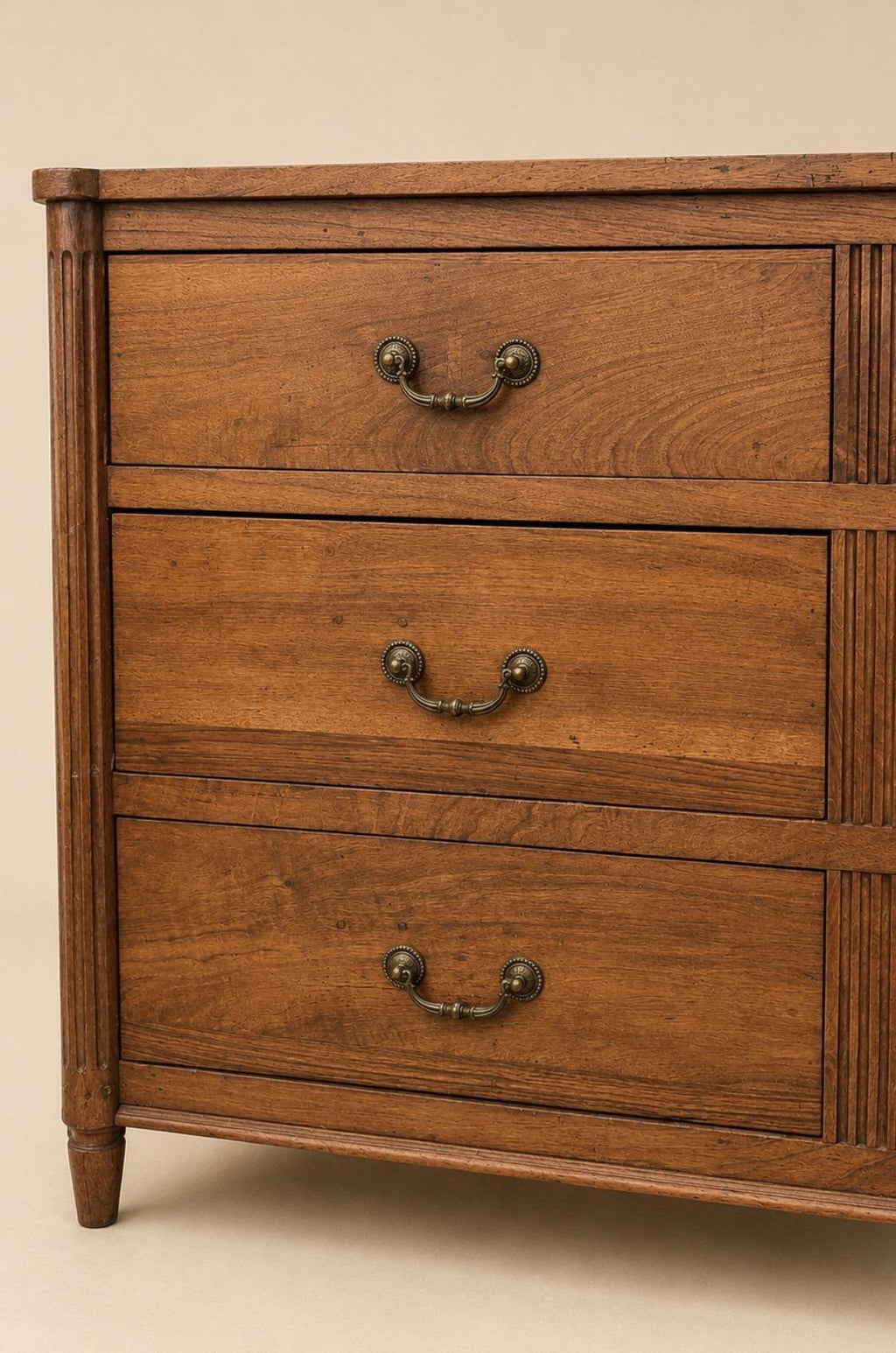 French Antique Cherrywood Six-Drawer Dresser