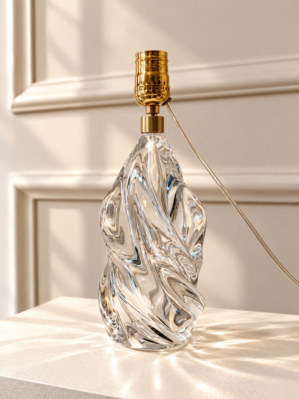 Antique French Twisted Crystal Table Lamp