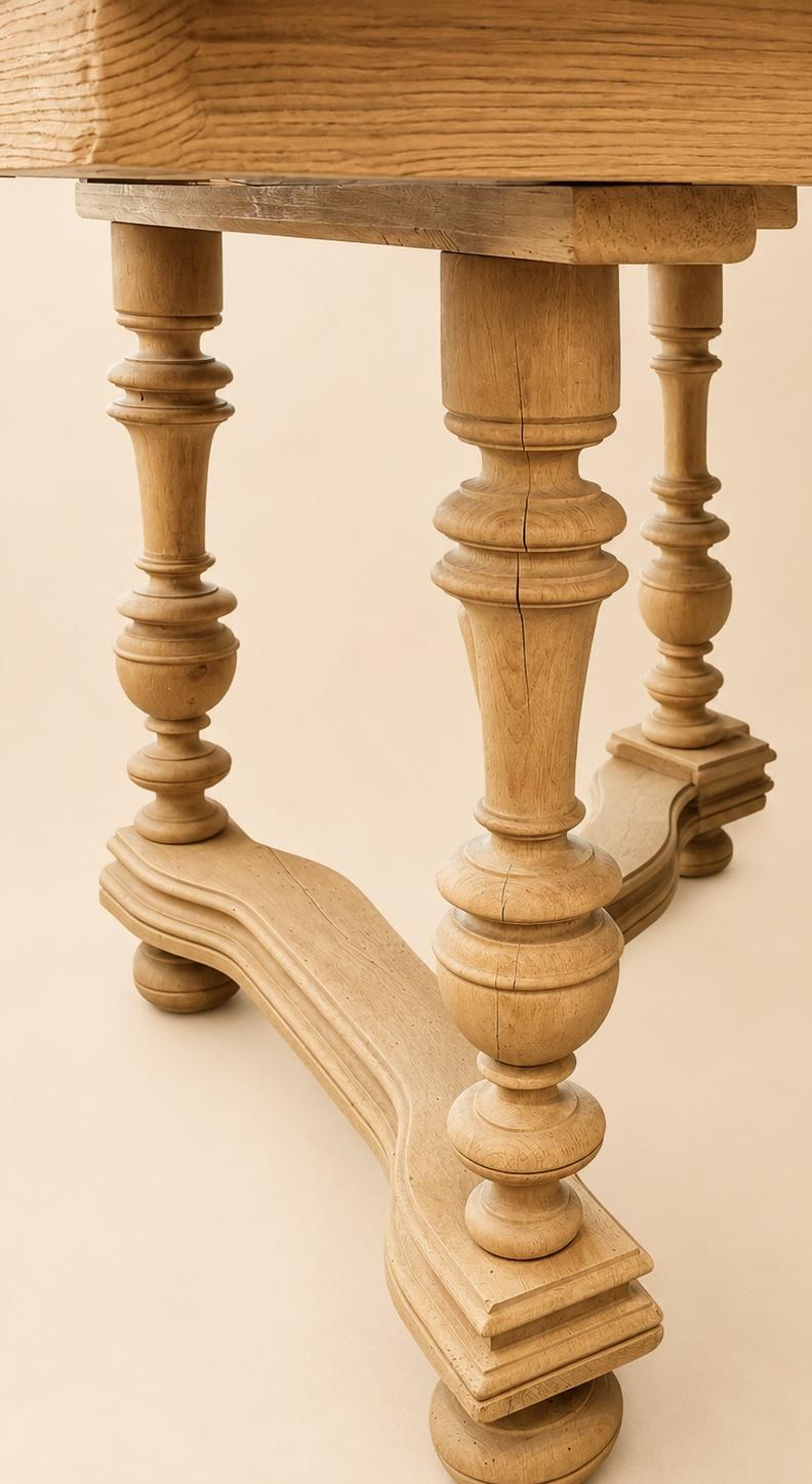 Late 19th-Century French Carved Oak Library Table