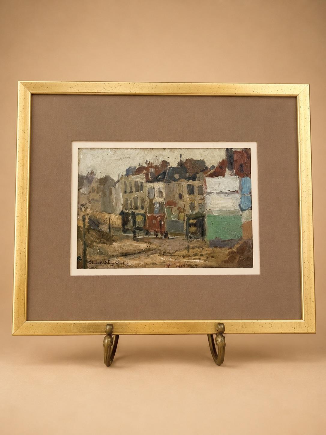 Belgian Antique Impressionist Cityscape Painting