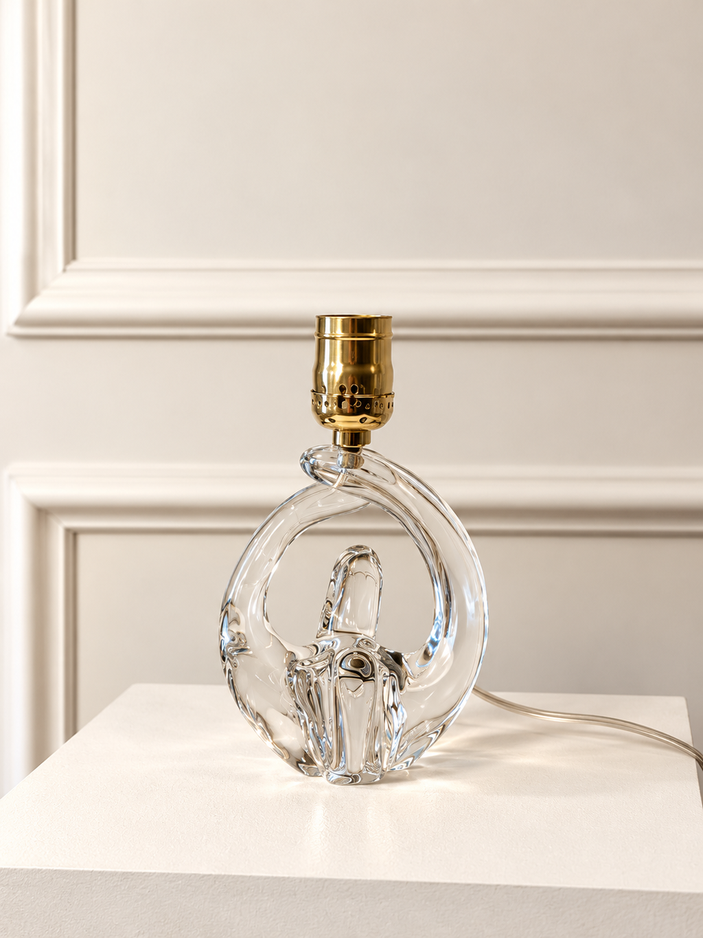 Antique French Sculptural Crystal Table Lamp