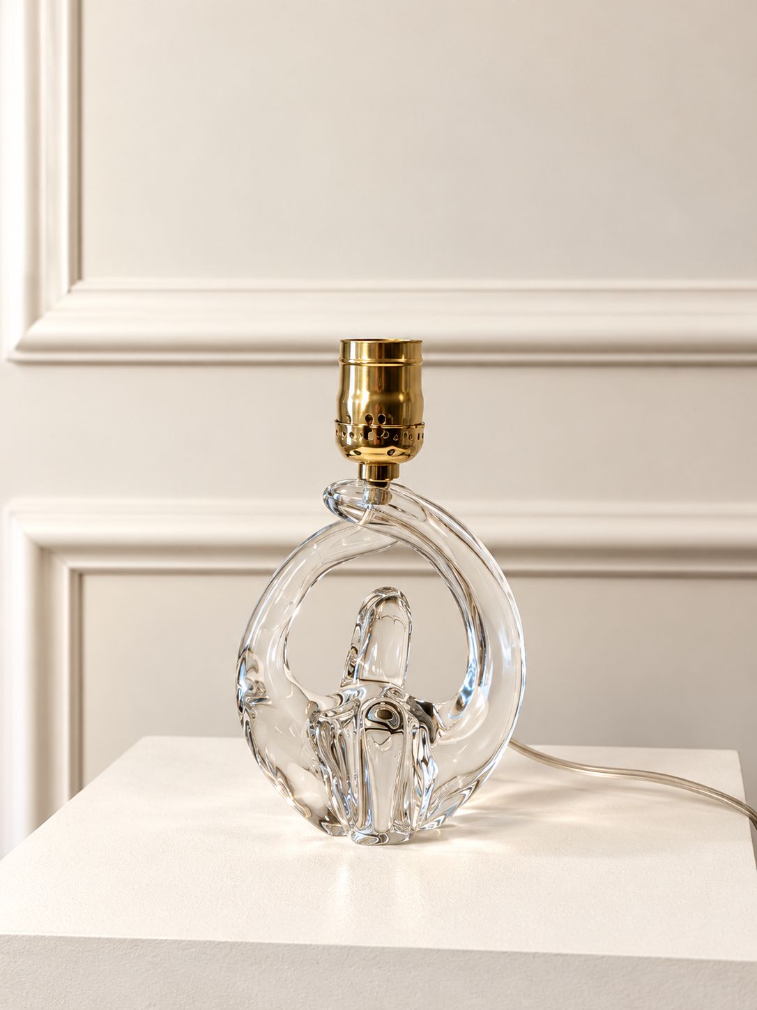 Antique French Sculptural Crystal Table Lamp