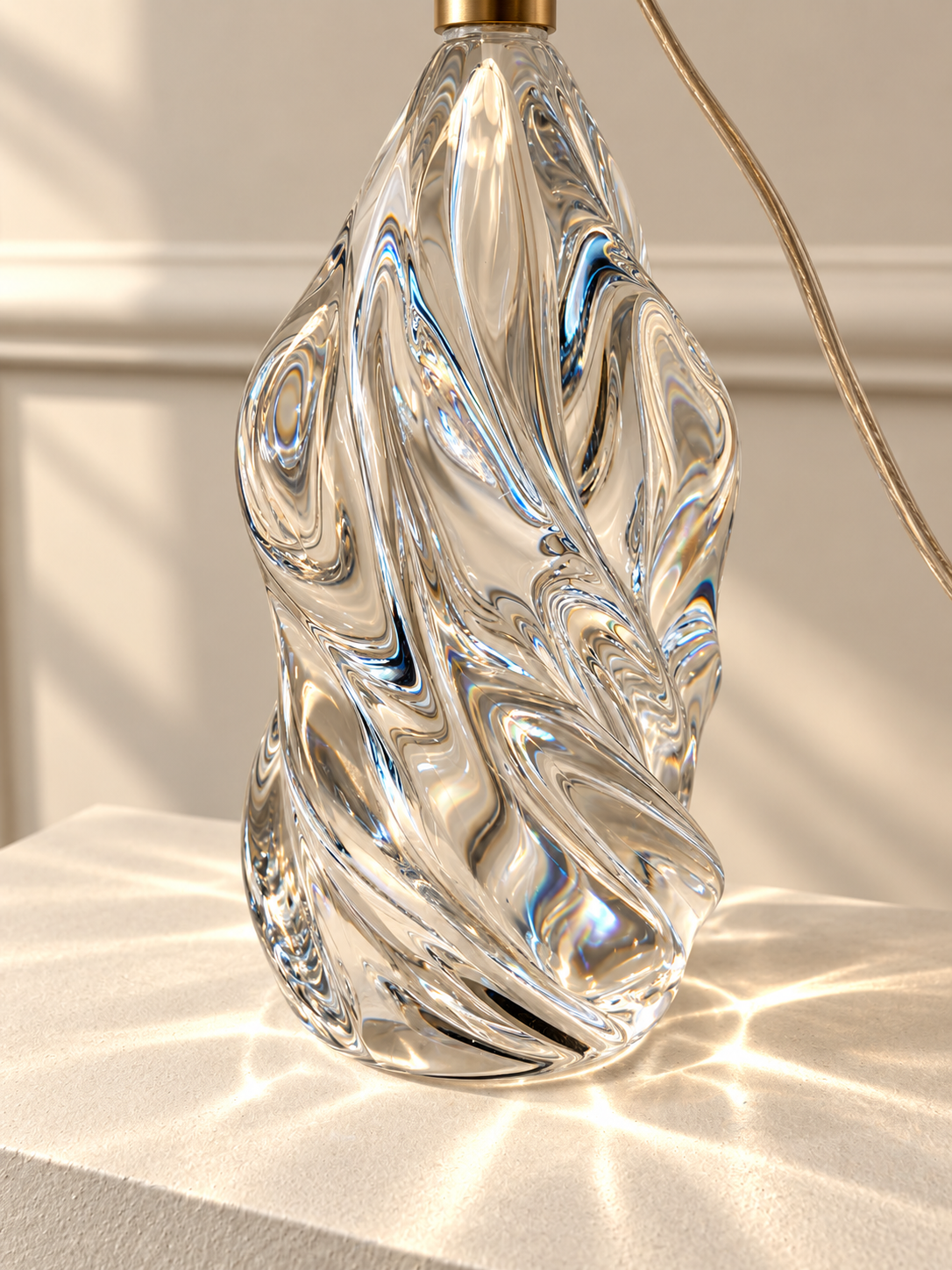 Antique French Twisted Crystal Table Lamp