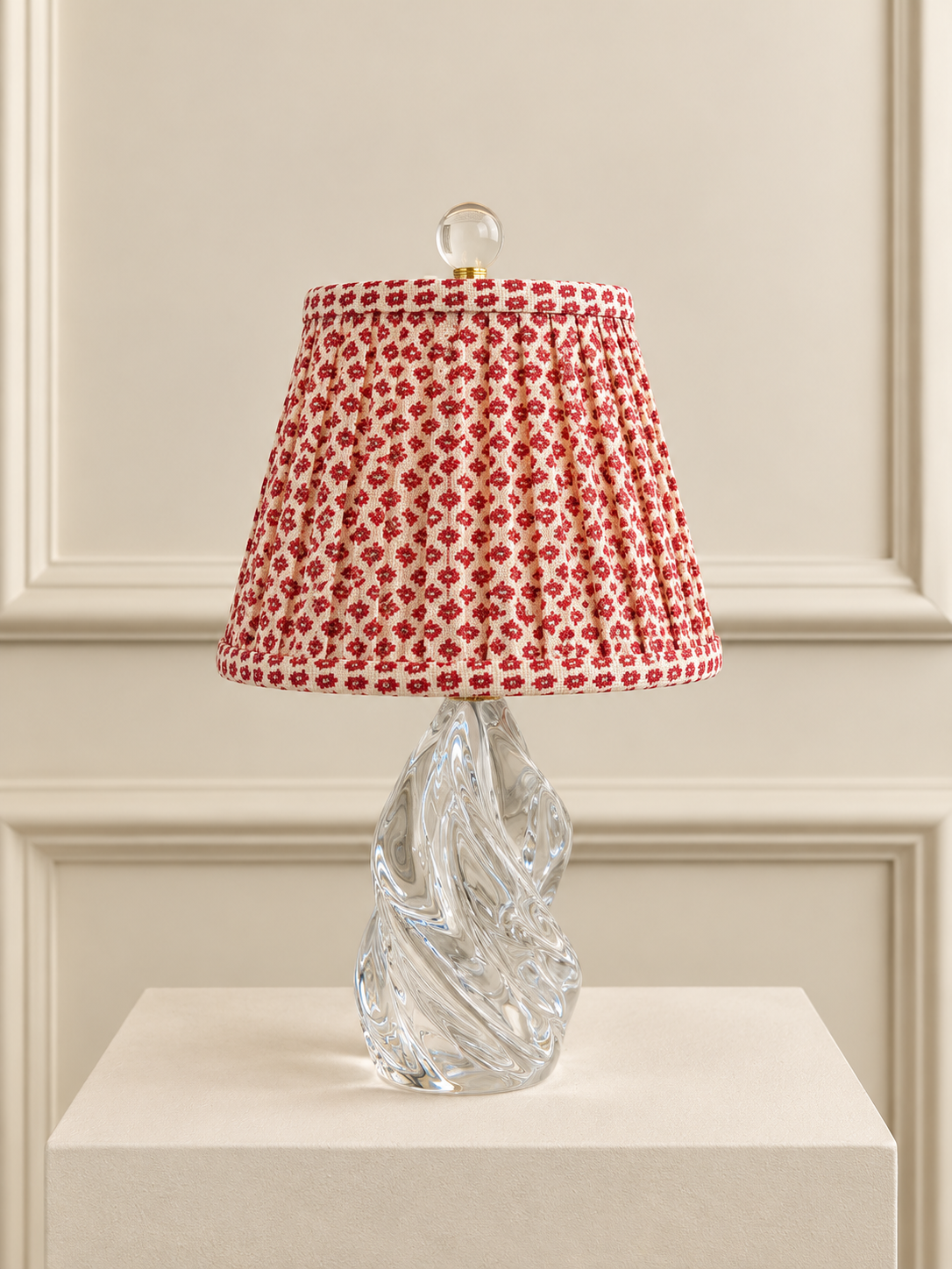 Antique French Twisted Crystal Table Lamp